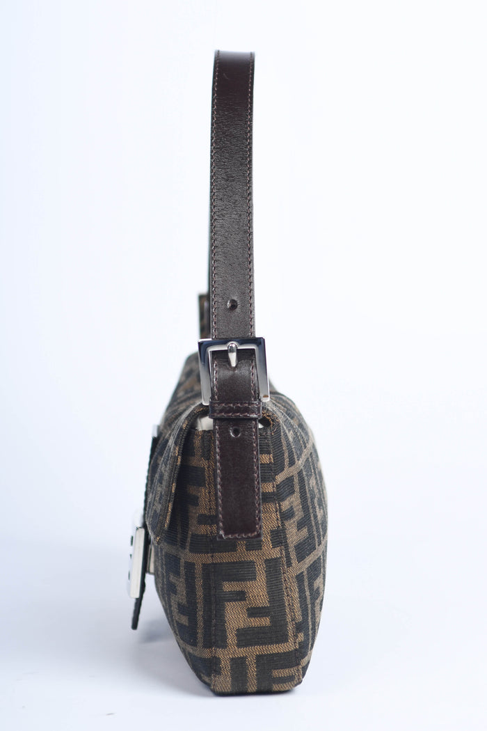90s Fendi Zucca Baguette Monogram Shoulder Bag SHW
