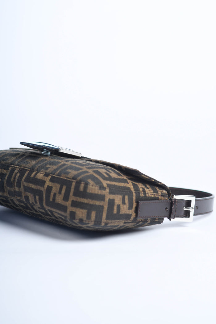 90s Fendi Zucca Baguette Monogram Shoulder Bag SHW