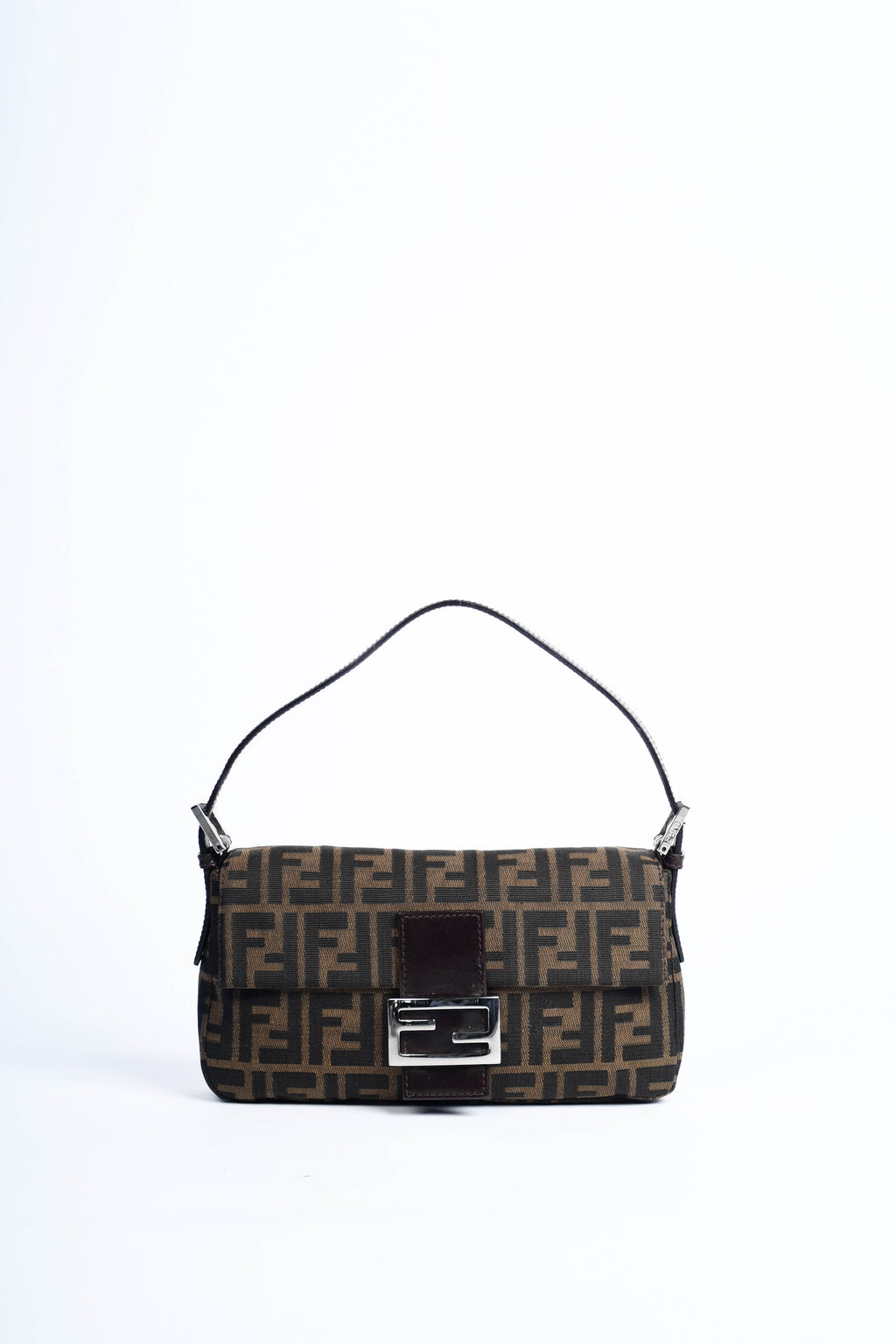 90s Fendi Zucca Baguette Monogram Shoulder Bag SHW