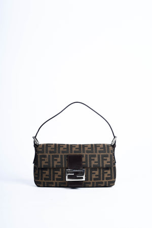90s Fendi Zucca Baguette Monogram Shoulder Bag SHW