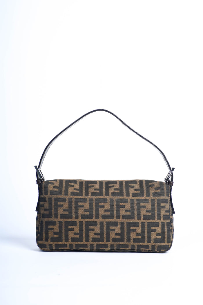 90s Fendi Zucca Baguette Monogram Shoulder Bag SHW