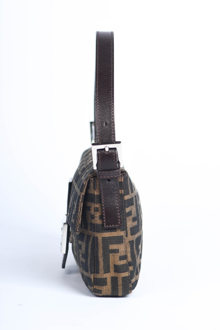90s Fendi Zucca Baguette Monogram Shoulder Bag SHW