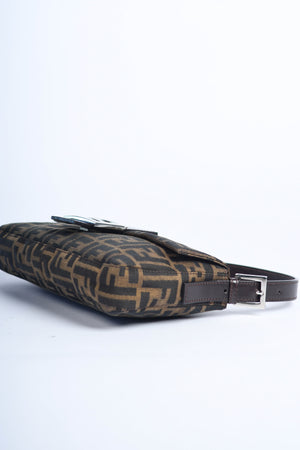 90s Fendi Zucca Baguette Monogram Shoulder Bag SHW