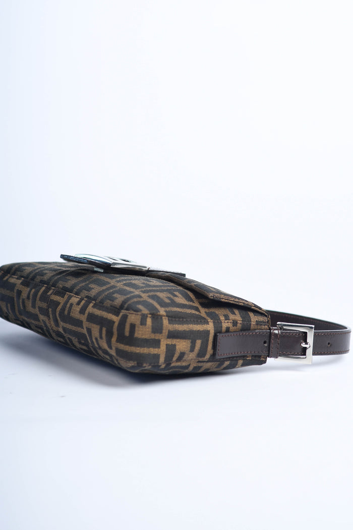 90s Fendi Zucca Baguette Monogram Shoulder Bag SHW
