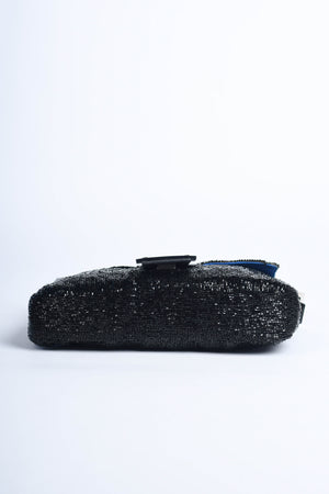 RARE Vintage Fendi Black Beaded Baguette Shoulder Bag