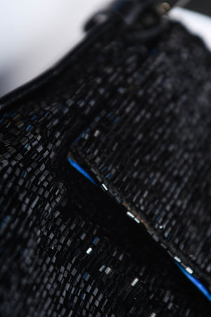 RARE Vintage Fendi Black Beaded Baguette Shoulder Bag