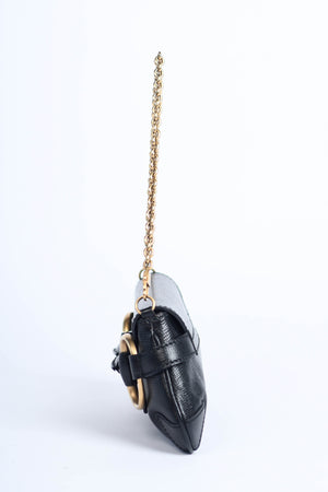 Vintage Gucci Black Grained Leather Horsebit Shoulder Bag