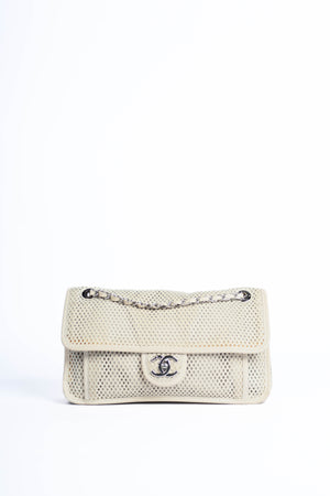 2010s Chanel White Up in the Air Perforated Shoulder Bag