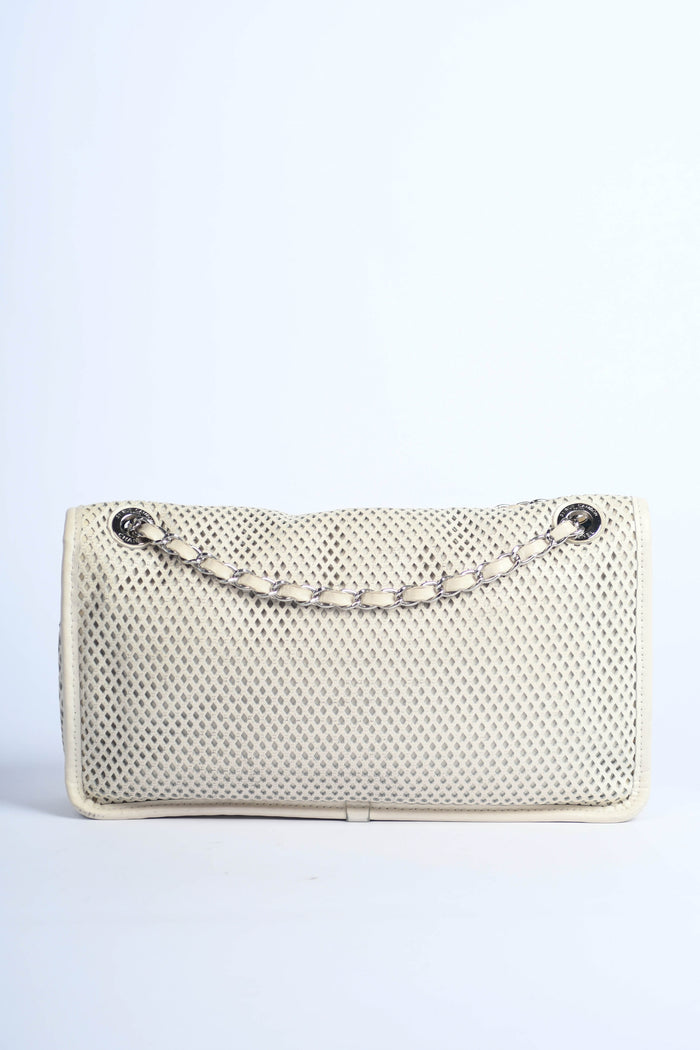 2010s Chanel White Up in the Air Perforated Shoulder Bag