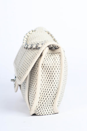 2010s Chanel White Up in the Air Perforated Shoulder Bag