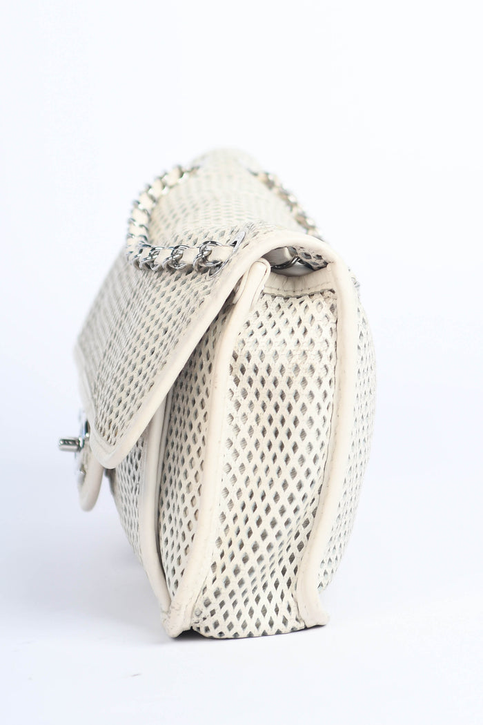 2010s Chanel White Up in the Air Perforated Shoulder Bag
