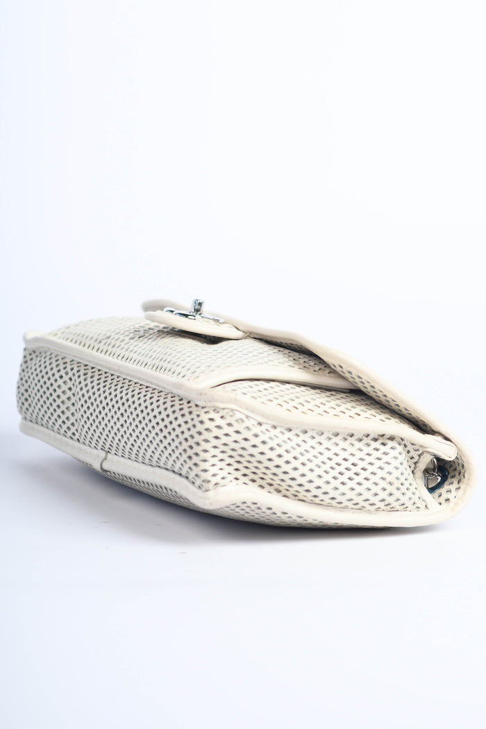 2010s Chanel White Up in the Air Perforated Shoulder Bag