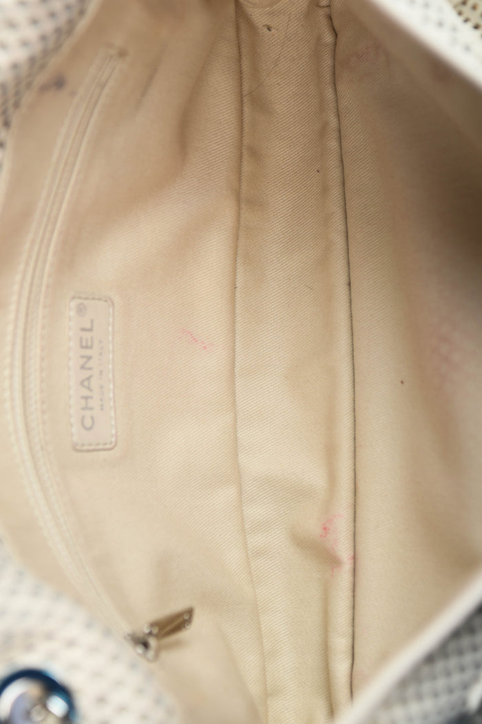 2010s Chanel White Up in the Air Perforated Shoulder Bag