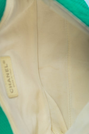 2000s Chanel Green Perforated Jersey Medium Single Flap Bag