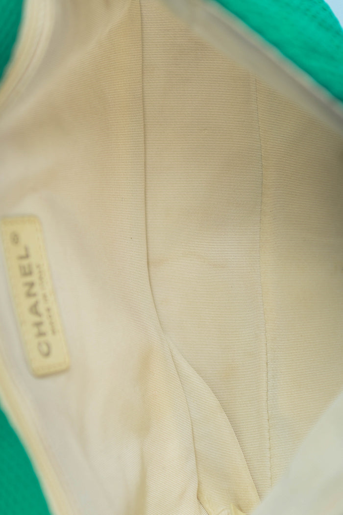 2000s Chanel Green Perforated Jersey Medium Single Flap Bag