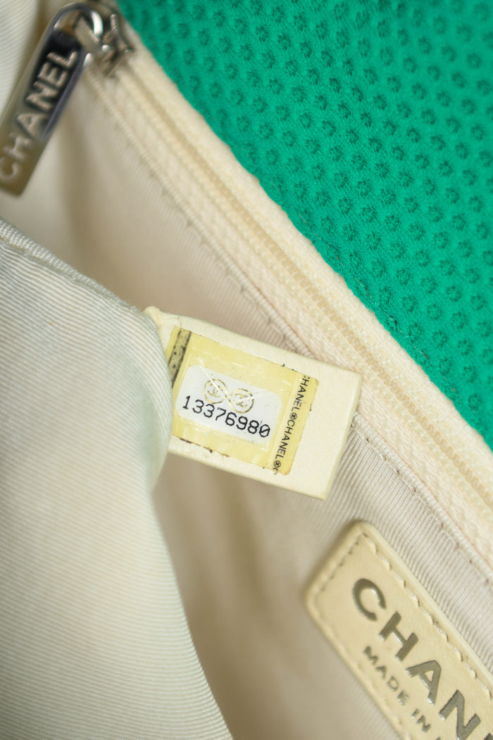 2000s Chanel Green Perforated Jersey Medium Single Flap Bag
