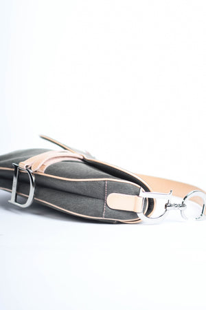2000s Christian Dior Galliano Grey Denim Saddle Bag
