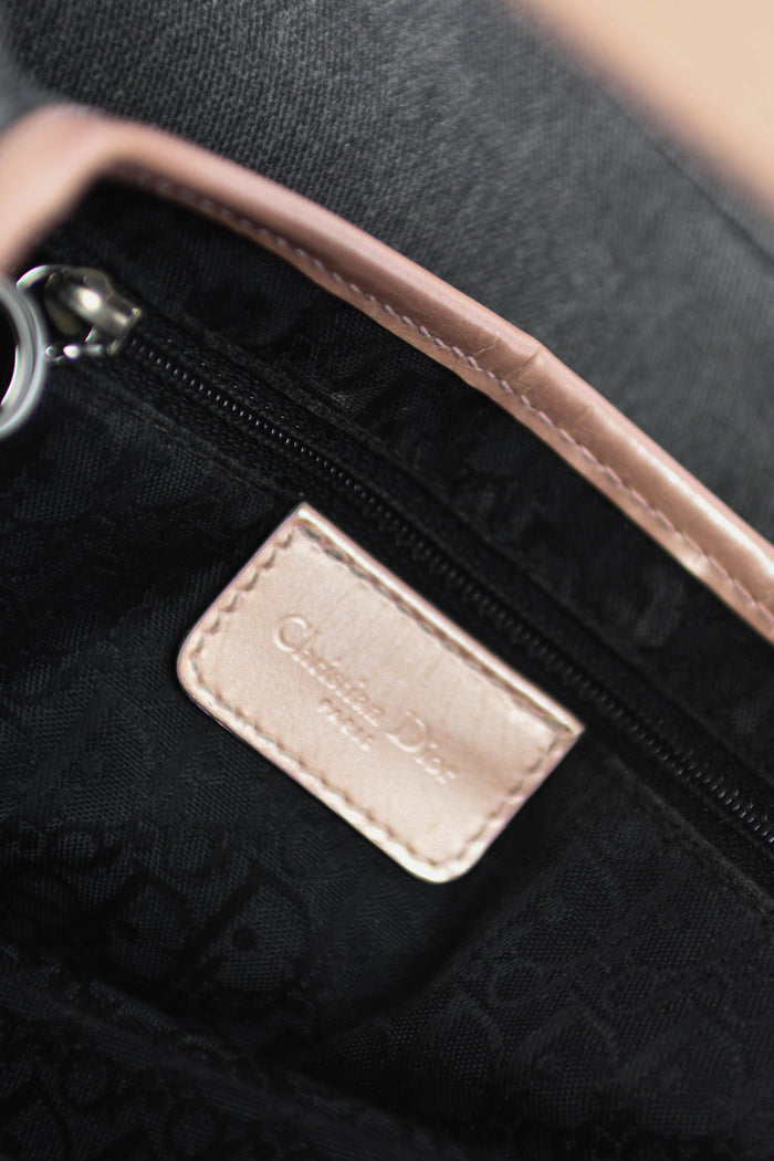 2000s Christian Dior Galliano Grey Denim Saddle Bag