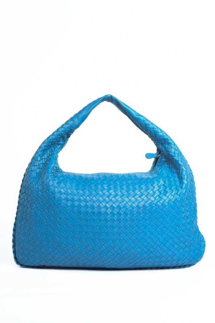 Vintage Bottega Veneta Blue Intrecciato Shoulder Bag