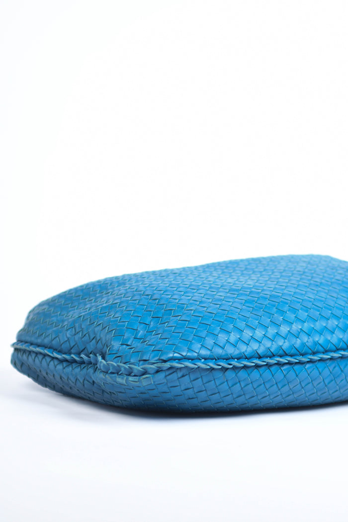 Vintage Bottega Veneta Blue Intrecciato Shoulder Bag