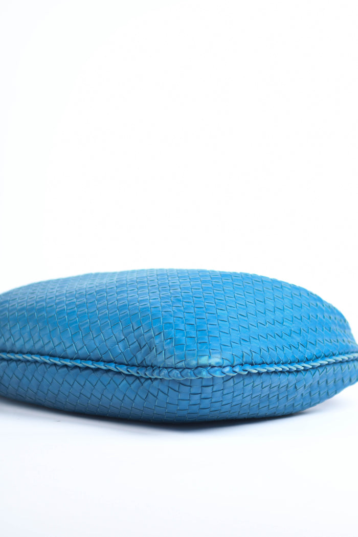 Vintage Bottega Veneta Blue Intrecciato Shoulder Bag