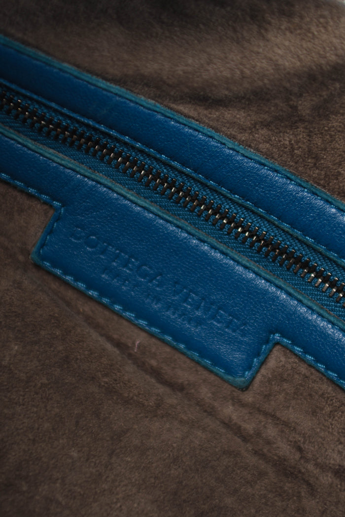 Vintage Bottega Veneta Blue Intrecciato Shoulder Bag
