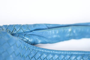 Vintage Bottega Veneta Blue Intrecciato Shoulder Bag