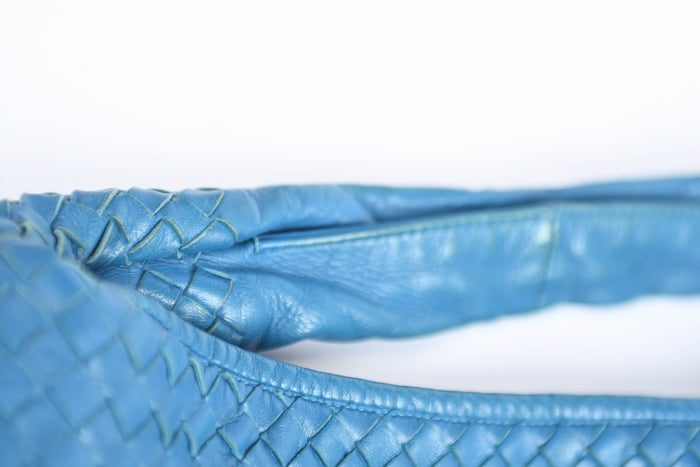 Vintage Bottega Veneta Blue Intrecciato Shoulder Bag