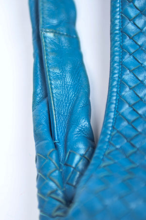 Vintage Bottega Veneta Blue Intrecciato Shoulder Bag