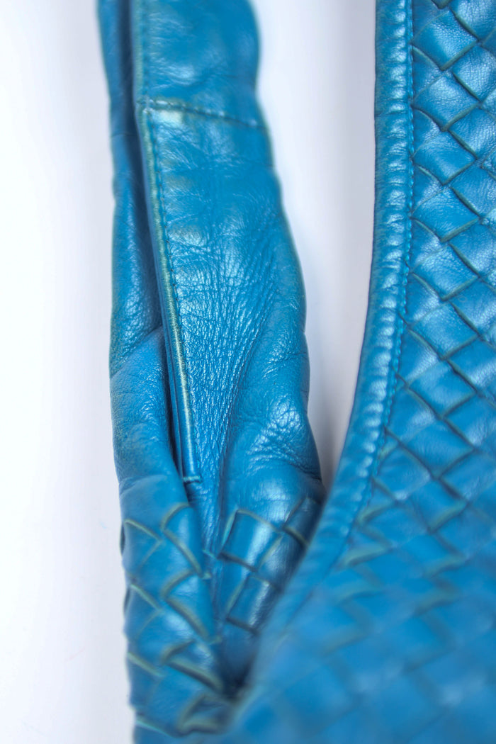 Vintage Bottega Veneta Blue Intrecciato Shoulder Bag