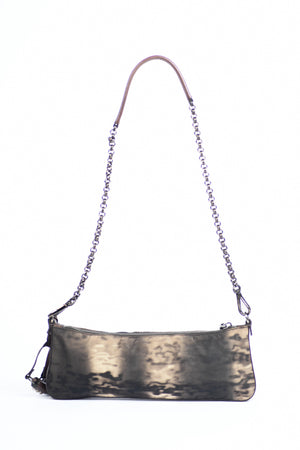 2000s Prada Brown Printed Nylon and Leather Shoulder Bag