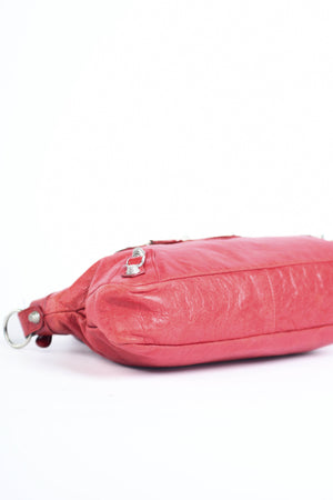 2000s Balenciaga Red Leather First City Shoulder Bag with Giant 12 SHW