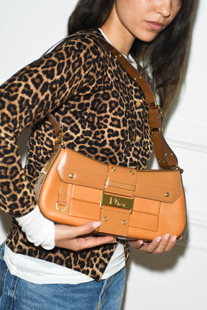 2000s Christian Dior Tan Leather Columbus Shoulder Bag