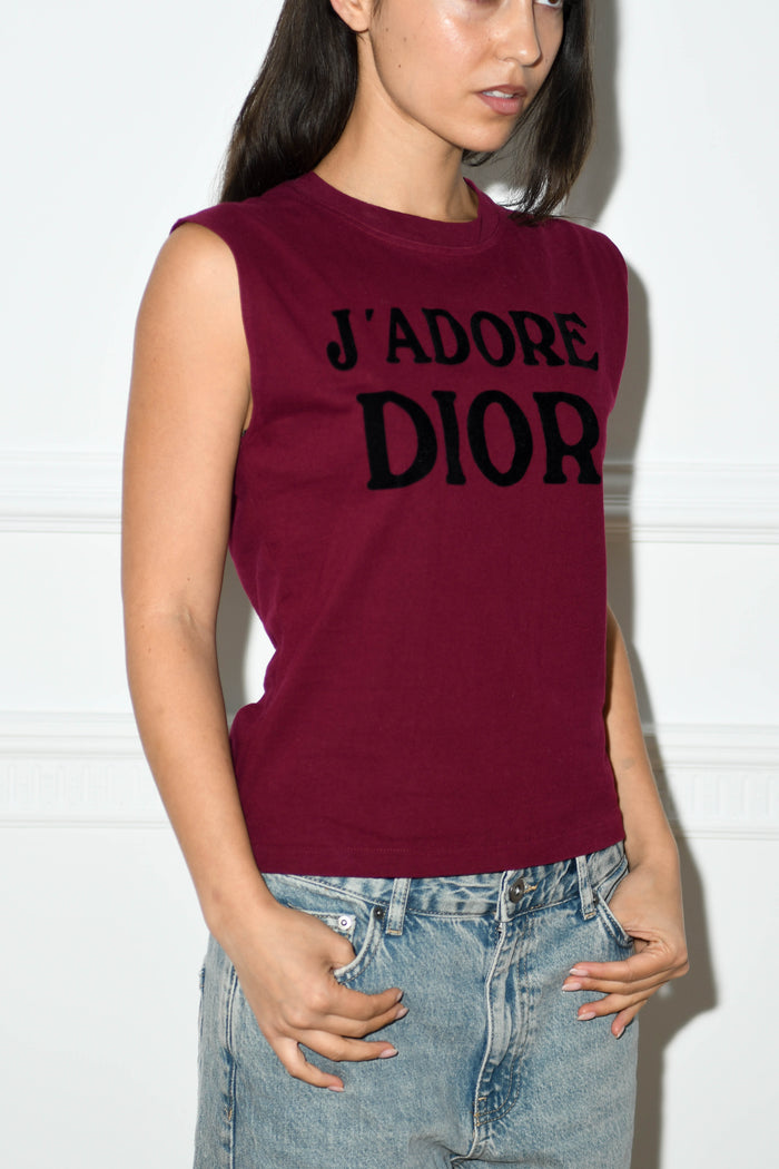 Vintage Christian Dior Burgundy "J'adore Dior" Tank Top
