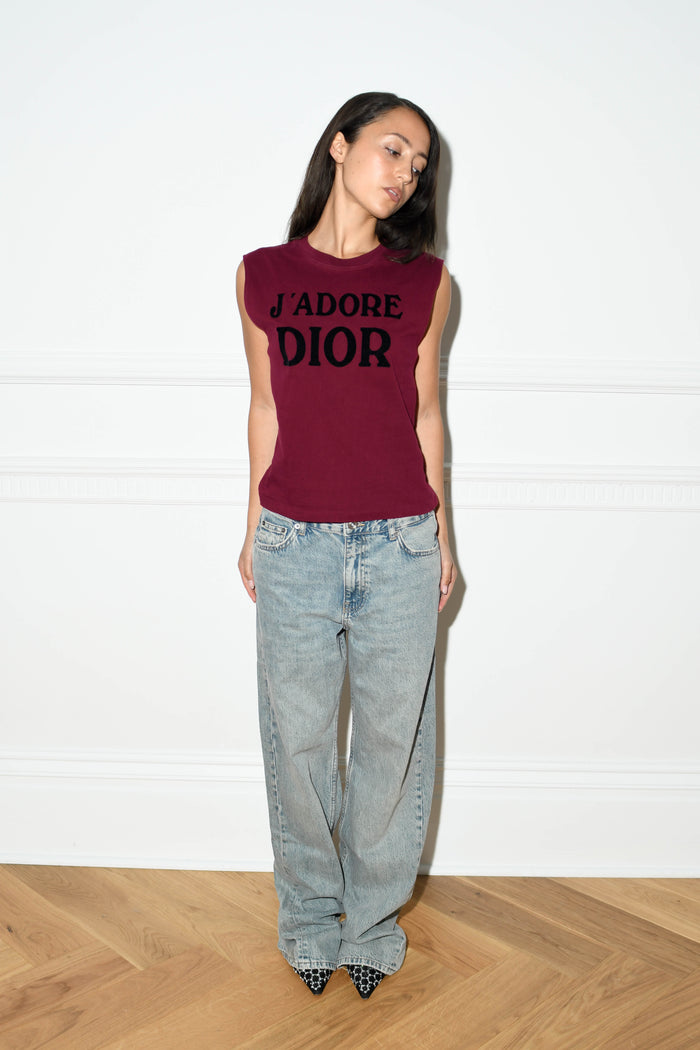 Vintage Christian Dior Burgundy "J'adore Dior" Tank Top