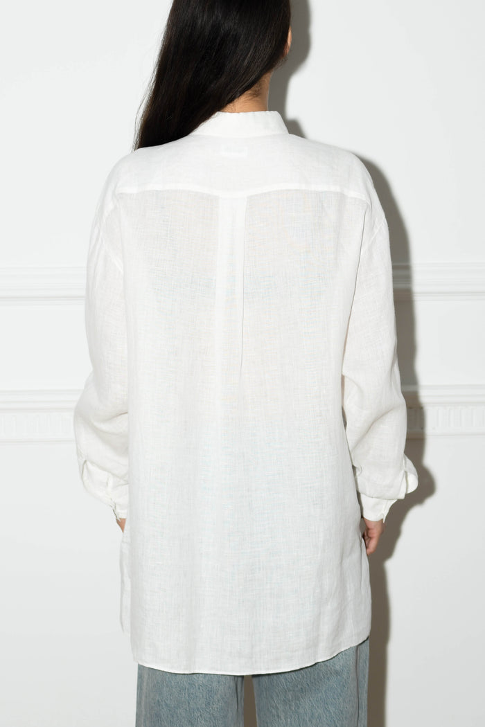 Vintage Chanel White Shirt with Silver CC Button Detail