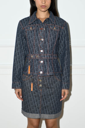 2000s Christian Dior Flight Collection Denim Jacket and Skirt Set