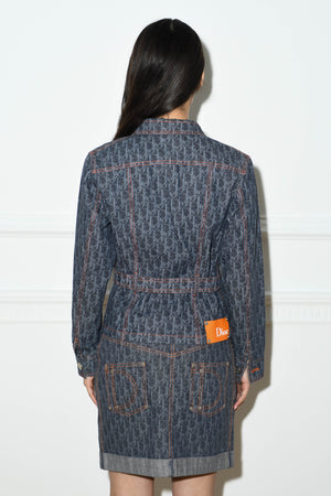 2000s Christian Dior Flight Collection Denim Jacket and Skirt Set