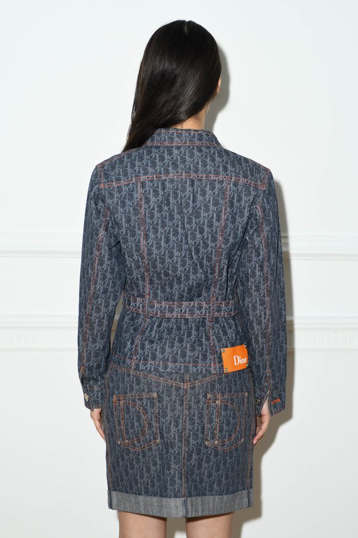 2000s Christian Dior Flight Collection Denim Jacket and Skirt Set
