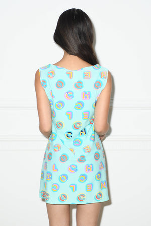 Vintage Chanel Neon CC Blue Dress