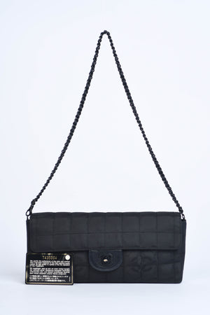 2000s Chanel Black Travel Line East West Shoulder Bag