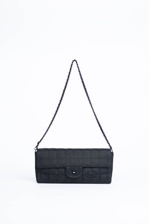 2000s Chanel Black Travel Line East West Shoulder Bag