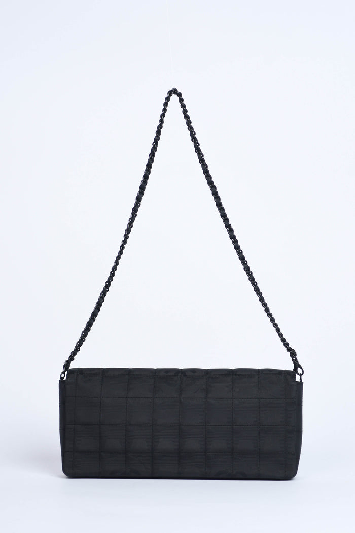 2000s Chanel Black Travel Line East West Shoulder Bag