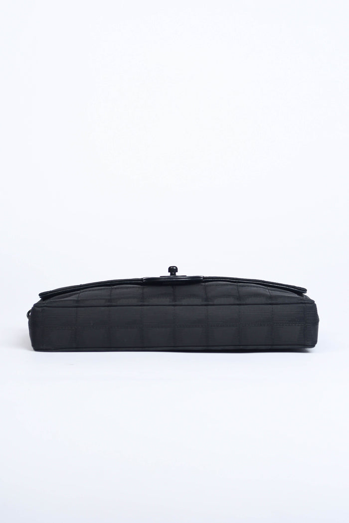 2000s Chanel Black Travel Line East West Shoulder Bag