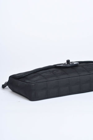 2000s Chanel Black Travel Line East West Shoulder Bag