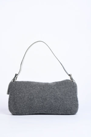 Vintage Fendi Cashmere Crystal Embellished Baguette Bag