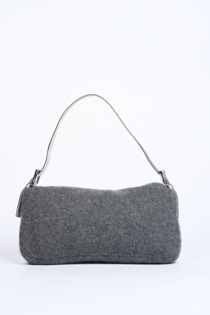 Vintage Fendi Cashmere Crystal Embellished Baguette Bag