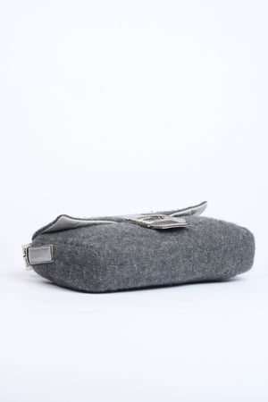 Vintage Fendi Cashmere Crystal Embellished Baguette Bag