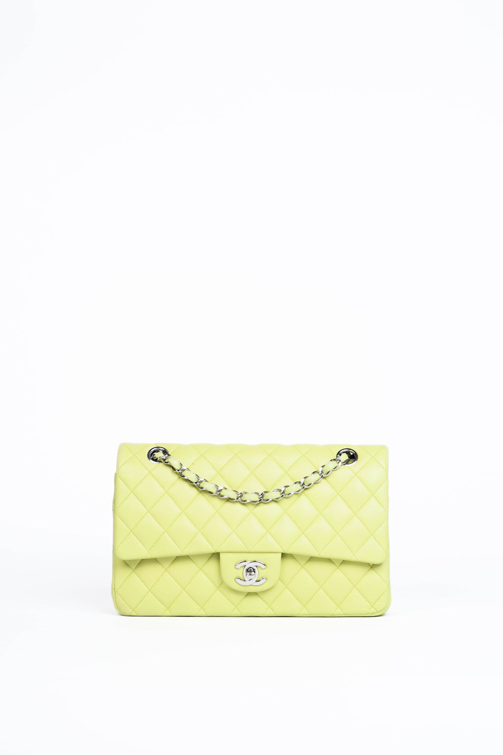 2010s Chanel Pistachio Green Lambskin Leather Medium Double Flap Shoulder Bag