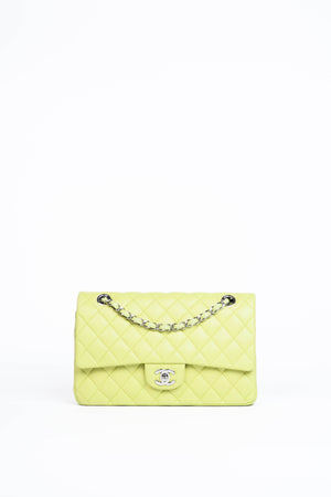 2010s Chanel Pistachio Green Lambskin Leather Medium Double Flap Shoulder Bag